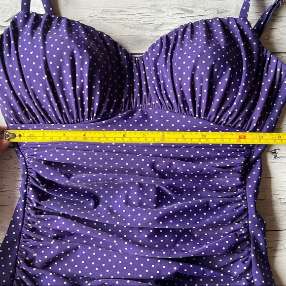Miraclesuit Purple Polka Dot One Piece Swimsuit Size 8 - Picture 9 of 12